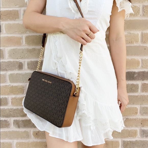 Michael Kors Jet Set East West Large Leather Crossbody Bag - Picture 2 of 4